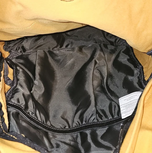 Timberland Wheat Canvas Classic Backpack Bookbag Simple Mustard Yellow - Picture 5 of 7